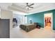 Spacious bedroom featuring a trey ceiling, fan, an en-suite and a walk-in closet at 520 Crossland Dr, Moncks Corner, SC 29461