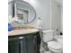 Updated bathroom with a marble-look sink and framed mirror and tiled shower and tub at 886 Friendly Cir, Charleston, SC 29414