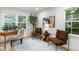Bonus room with lots of windows features natural light and comfortable furniture for relaxing and working at 886 Friendly Cir, Charleston, SC 29414