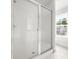 Elegant bathroom featuring a glass-enclosed shower with white subway tile and modern fixtures at 133 Brant Dr, Summerville, SC 29483