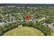 Aerial view highlighting a Gathering-friendly neighborhood near a green sports field at 134 Etiwan Park St, Charleston, SC 29492
