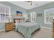 Comfortable bedroom with ample light, light-colored walls, ceiling fan and carpet flooring at 134 Etiwan Park St, Charleston, SC 29492