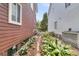 Landscaped side yard with stone pathway and lush greenery between homes at 134 Etiwan Park St, Charleston, SC 29492