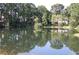 A calm pond bordered by lush greenery reflects the sky and trees on a sunny day at 1454 Carradale Ln, Mount Pleasant, SC 29466