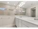 Contemporary bathroom with dual sinks, and white quartz countertops at 198 Winding Branch Dr, Summerville, SC 29486