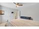 Neutral bedroom featuring a modern bed, ceiling fan, and ample closet space offers a serene and comfortable environment at 199 Meadow Wood Rd, Summerville, SC 29486