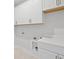 This bright laundry room features white cabinets, modern hardware, and a quartz countertop at 2004 Sea Water Dr, Charleston, SC 29412