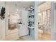 This bathroom features a vanity, toilet, and shower with blue and white floral curtain at 2317 Kent Ave, North Charleston, SC 29405