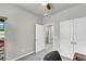 Bedroom featuring gray walls, a ceiling fan, and open doorway at 348 Spindlewood Way, Charleston, SC 29414