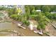 Aerial view showcasing a community dock and marshland at 3739 Goodwater St, Mount Pleasant, SC 29466