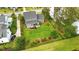 Aerial view of a landscaped backyard featuring a green lawn and black metal fence at 3739 Goodwater St, Mount Pleasant, SC 29466