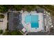 Overhead shot of a yacht club with a large pool, deck area, and neatly arranged sailboats at 375 Seewee Cir, Mount Pleasant, SC 29464
