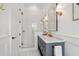 Elegant bathroom with glass shower, marble countertop, and modern fixtures at 3871 Sawyers Island Dr, Mount Pleasant, SC 29466