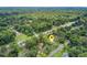 A high aerial view shows lush trees surrounding the neighborhood property at 109 Fort St, Summerville, SC 29485