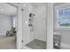 Modern bathroom featuring a glass enclosed shower with white subway tile at 1182 Welcome Dr Dr, Mount Pleasant, SC 29464