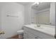 Clean bathroom featuring a large vanity, spacious mirror, and a shower-tub combo at 125 Greyson Cir, Goose Creek, SC 29445