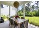 Inviting screened-in porch featuring a dining table with backyard views, perfect for outdoor dining at 125 Integrity Ln, Charleston, SC 29492