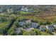 Aerial view showcasing the neighborhood with beautiful homes surrounded by lush greenery and marshland at 1308 Divot Ct, Mount Pleasant, SC 29466