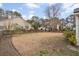 A spacious backyard with a wooden fence, mature trees, and plenty of room for outdoor activities at 1458 Clarendon Way, Mount Pleasant, SC 29466
