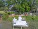 Picturesque waterfront view with private dock, bench swing and outdoor furniture at 1648 Secessionville Rd, Charleston, SC 29412