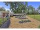 Backyard features garden with new plants, wood fence and an expansive plot for growing fresh vegetables at 212 Columbia Dr, Ladson, SC 29456