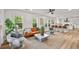 Open-concept living room featuring stylish furniture, ample natural light, and seamless flow to the kitchen at 217 Quaker Rd, Saint George, SC 29477