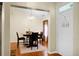 Dining room with chandelier, welcome sign and table set for four at 2701 Four Winds Pl, Mount Pleasant, SC 29466