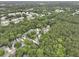 Aerial view of a wooded neighborhood showcasing mature trees, single Gathering homes, and manicured lawns at 3520 E Higgins Dr, Mount Pleasant, SC 29466