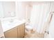 Traditional bathroom featuring a shower and bathtub with a white shower curtain, and vanity sink at 3707 Gambrill Ln, Mount Pleasant, SC 29466