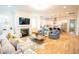 Spacious living room flowing into the kitchen with hardwood floors and modern accents at 3707 Gambrill Ln, Mount Pleasant, SC 29466