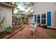 Inviting brick backyard patio with a bistro set surrounded by landscaping at 39 Indigo Ln, Goose Creek, SC 29445