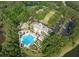 Aerial view of the community pool area surrounded by mature trees and parking, offering an overview of the amenities at 4073 Blackmoor St, Mount Pleasant, SC 29466
