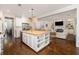 Open kitchen with stainless appliances, butcher block island, connected to an adjacent living room at 4073 Blackmoor St, Mount Pleasant, SC 29466