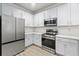 Well-lit kitchen features stainless steel appliances, white cabinets, countertops, and subway tile backsplash at 5133 Park Creek Ave, North Charleston, SC 29418