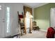 Bright entryway with a decorative ladder, patterned curtains, and cozy lighting at 785 Coral Acres Dr, Moncks Corner, SC 29461