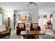 Cozy living space with view into kitchen, featuring a red sofa, neutral walls at 785 Coral Acres Dr, Moncks Corner, SC 29461