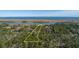 Beautiful aerial view of wooded homesite with water in the distance and property lines highlighted at 0 Doar Rd, Awendaw, SC 29429
