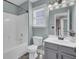 Bathroom featuring shower/tub combo, toilet and vanity with sink at 110 Instructor Ct, Ladson, SC 29456