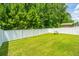 Spacious, fenced backyard with lush green grass and mature trees offers privacy at 124 Bright Meadow Rd, Summerville, SC 29483