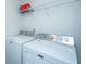 A well-lit laundry room with a washer, dryer, and wire shelving for storage at 124 Bright Meadow Rd, Summerville, SC 29483