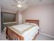 Bedroom featuring a ceiling fan, vaulted ceilings, and a queen size bed at 1304 Elm Hall Cir, Summerville, SC 29483