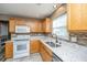 Well-maintained kitchen featuring granite countertops, tile backsplash, and stainless steel sink at 1304 Elm Hall Cir, Summerville, SC 29483