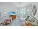 Cozy living room with a modern sofa, stylish chairs, a ceiling fan, and plenty of natural light at 145 Pier View St # 214, Daniel Island, SC 29492