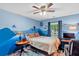This charming bedroom features a unique Star Wars-themed wall mural and a comfortable bed at 173 Southport Dr, Summerville, SC 29483