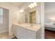 Bathroom with double sink vanity, granite counters, and shower at 183 Civitas St, Mount Pleasant, SC 29464