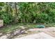 Backyard with a lush forest view, showing mature trees, a green space, and a concrete patio at 252 Island Green Rd, Goose Creek, SC 29445