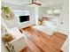 Stylish bedroom with a makeup vanity, white dresser, bunk beds, and warm wood floors at 27 Fitzroy Dr, Charleston, SC 29414