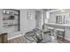 Inviting dining area features a glass top table and modern chairs, adjacent to the kitchen bar at 55 Ashley Ave # 6, Charleston, SC 29401