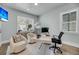 Bright home office with modern furniture, stylish decor, and natural light at 7413 Indigo Palms Way, Johns Island, SC 29455