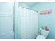 Bathroom featuring a shower/tub combo, linen cabinet, and unique decor at 810 Highway 61, Ridgeville, SC 29472